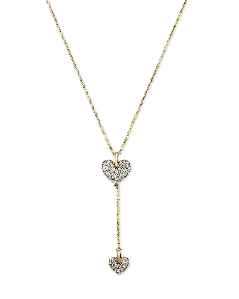 Bloomingdale's Fine Collection Diamond Double Heart Lariat Pendant Necklace