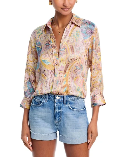 Dani Silk Printed 3/4 Sleeve Blouse