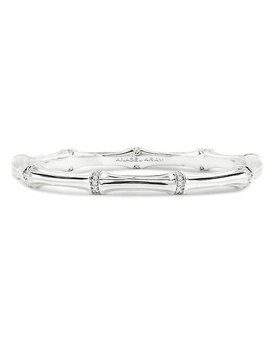 Pavé Bamboo Bangle Bracelet in Sterling Silver