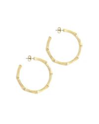 Pavé Bamboo Large Hoop Earrings in 18K Gold Plated