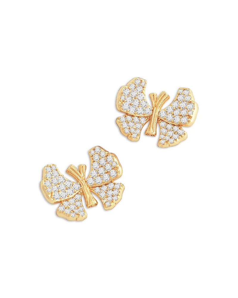 Pavé Butterfly Stud Earrings in 18K Gold Plated
