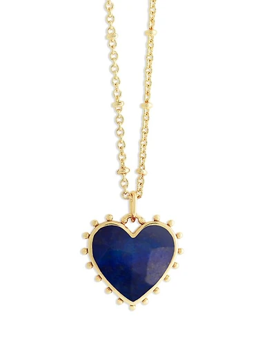 Heart Stone 18K Yellow Gold Plated Necklace, 19"L