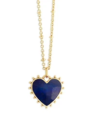 Heart Stone 18K Yellow Gold Plated Necklace, 19"L