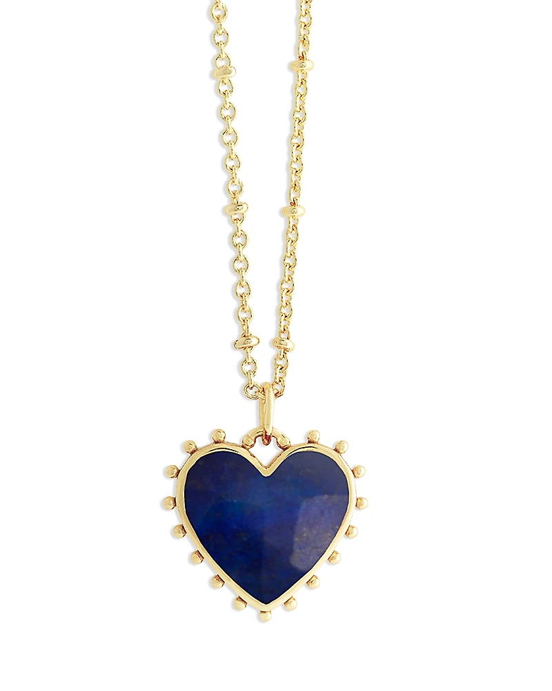 Anabel Aram Heart Stone 18K Yellow Gold Plated Stone Necklace