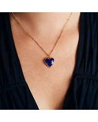 Heart Stone 18K Yellow Gold Plated Necklace, 19"L