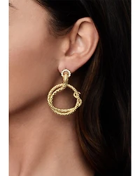 Pavé Ring Holding Serpent Drop Hoop Earrings