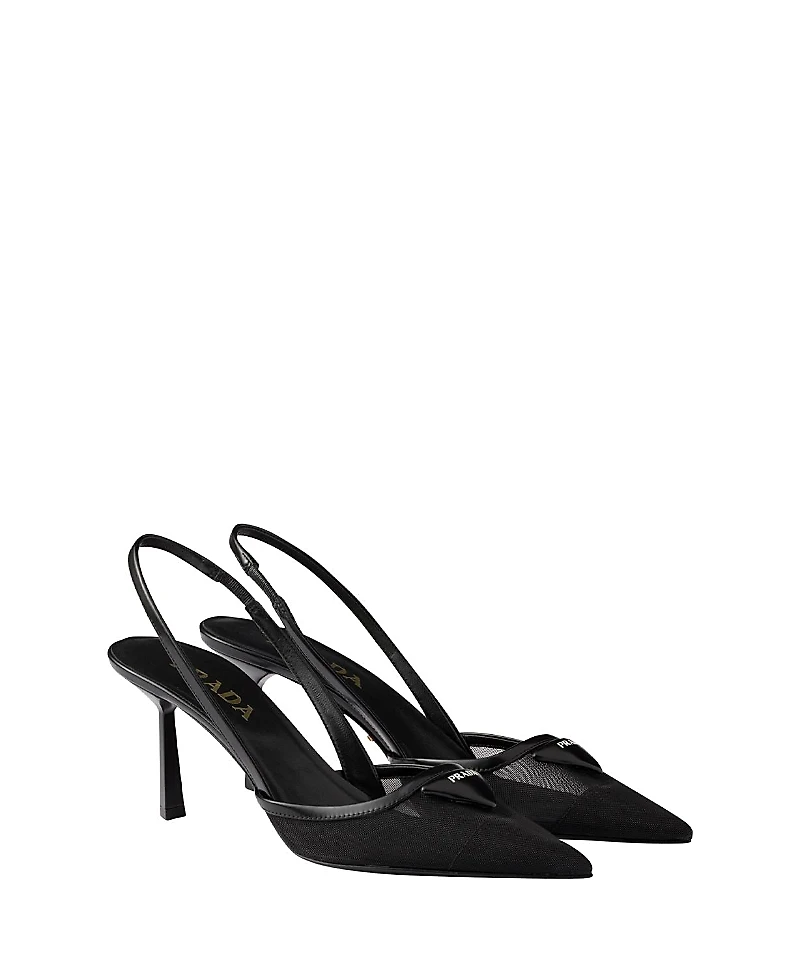 Prada Women's Mesh Fabric Slingback Pumps