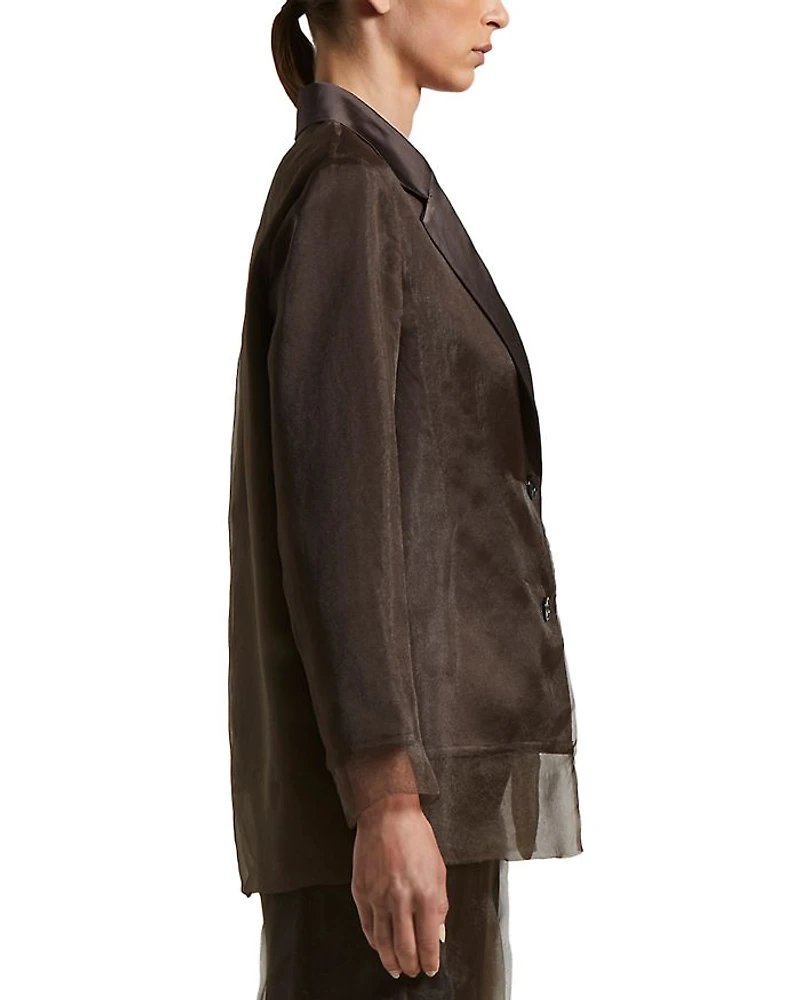 Single Breasted Mesh Overlay Jacket