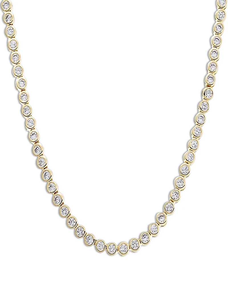 By Adina Eden Cubic Zirconia Bezel Tennis Necklace