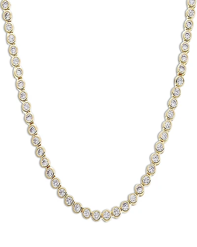 By Adina Eden Cubic Zirconia Bezel Tennis Necklace