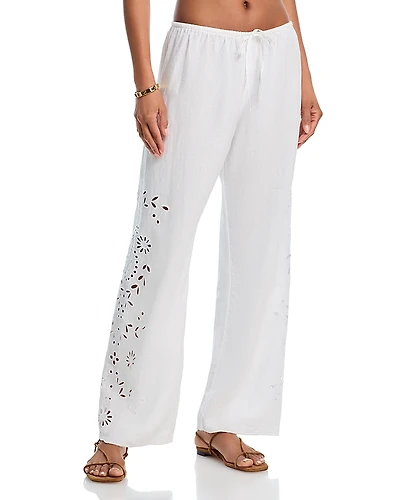 Bella Dahl Linen Side Embroidered Beach Pants