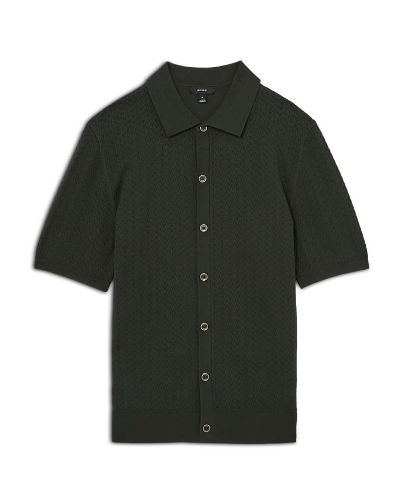 Textured Short Sleeve Button Front Shirt