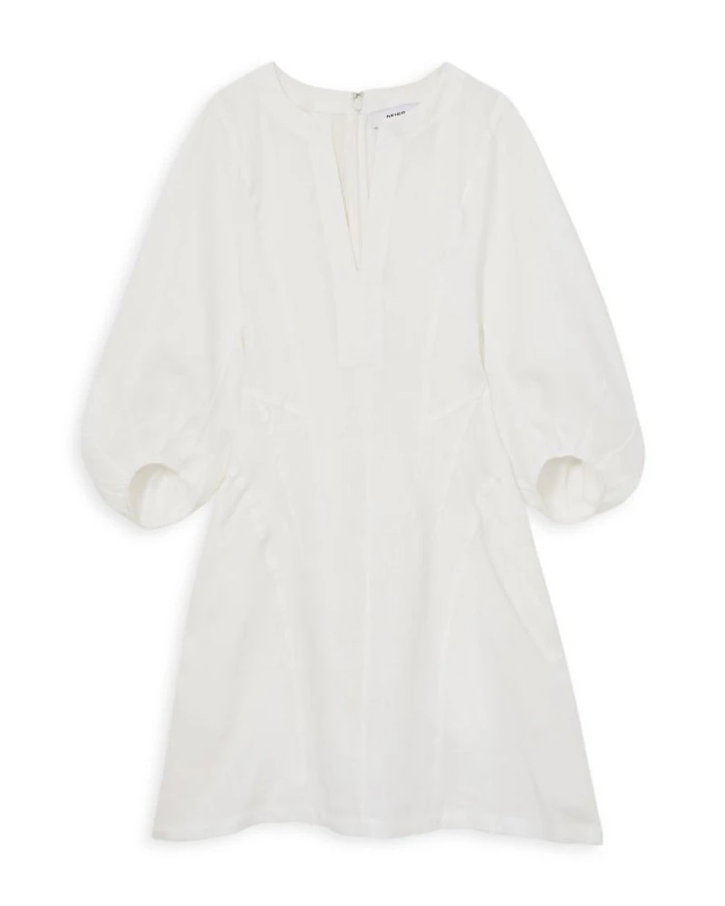 Romi Linen Balloon Sleeved Short Dress