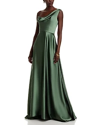 Amsale One Shoulder Drape Front Gown