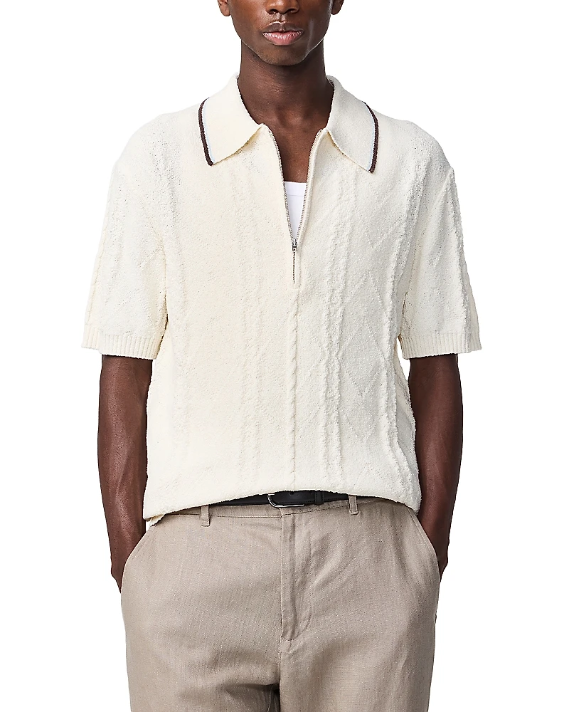 NN07 Gustav Regular Fit Cable Knit Short Sleeve Sweater