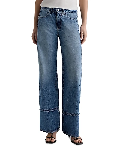 Ag Adria Colorblock Low Rise Wide Leg Jeans