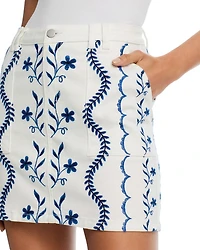 Embroidered Denim Mini Skirt - Exclusive