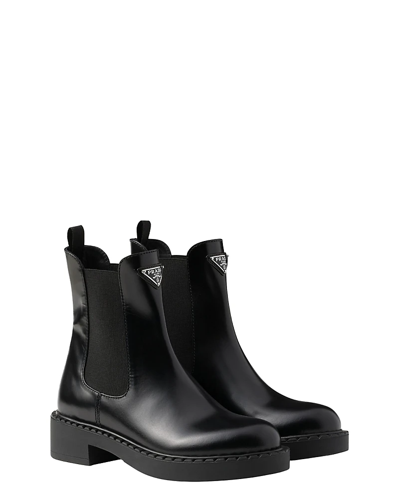 Prada Women's Brushed Leather Chelsea Booties