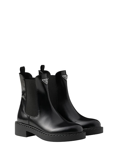 Prada Women's Brushed Leather Chelsea Booties