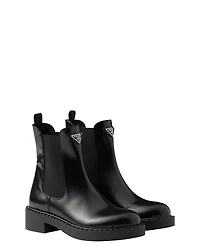 Prada Women's Brushed Leather Chelsea Booties