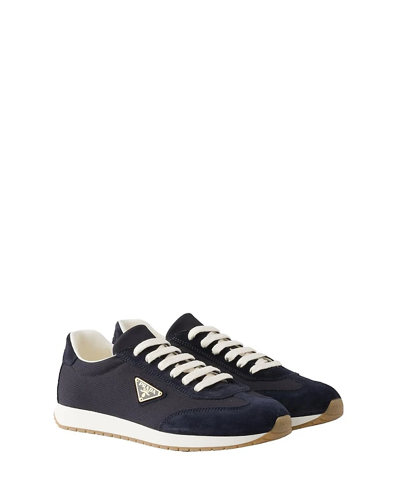 Prada Men's Drill Fabric and Suede Sneakers