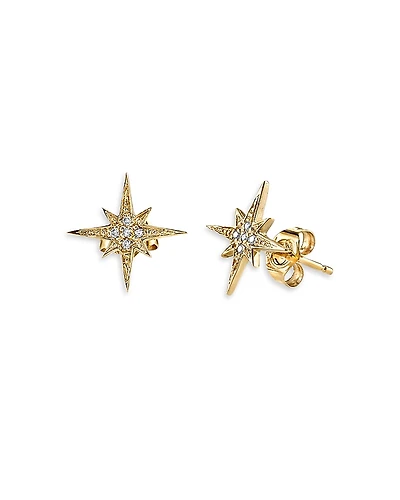 Sydney Evan 14K Yellow Gold Diamond Starburst Stud Earrings
