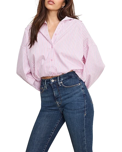 Good American Poplin Bubble Shirt