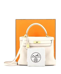 Kelly 28 Handbag Light Clemence with Gold Hardware