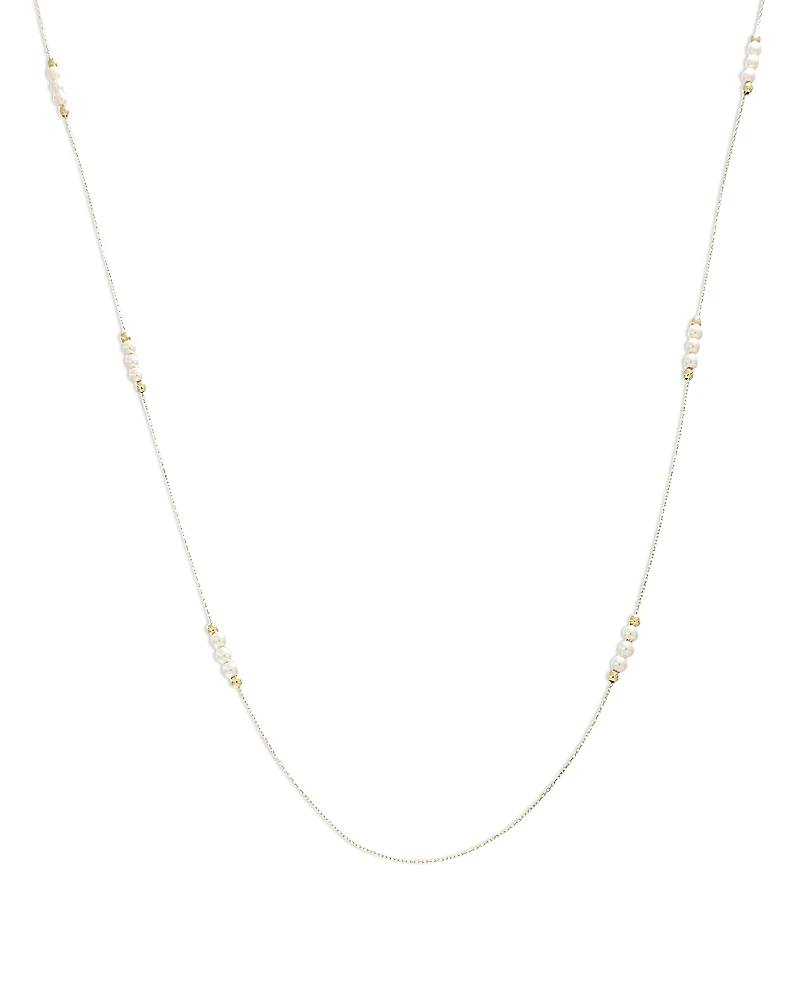Moon & Meadow 14K Yellow Gold Swarovski Imitation Pearl Station Necklace, 24