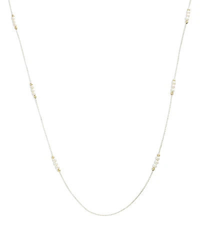 Moon & Meadow 14K Yellow Gold Swarovski Imitation Pearl Station Necklace, 24
