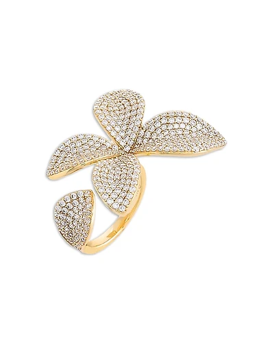 By Adina Eden Pave Fancy Flower Petal Ring
