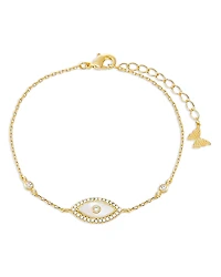 By Adina Eden Mother of Pearl & Pave Evil Eye Link Bracelet