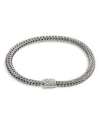 John Hardy Classic Chain Sterling Silver Extra Small Bracelet with Diamond Pave