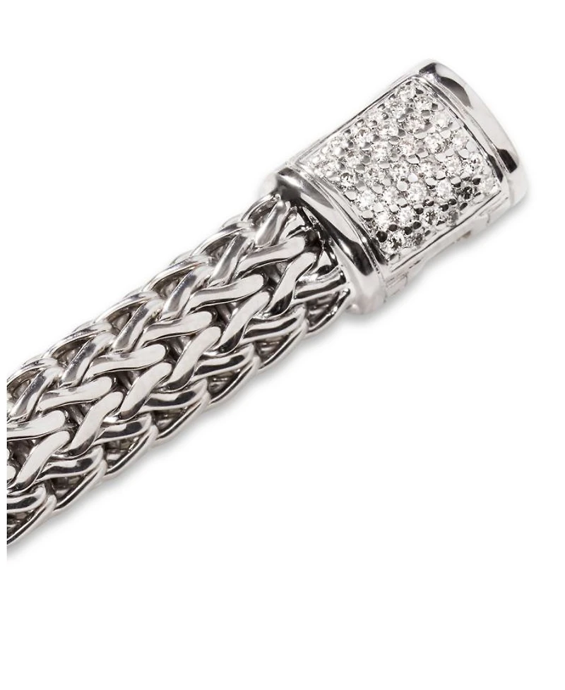 Classic Chain Sterling Silver Bracelet with Diamond Pavé