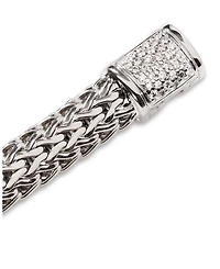 Classic Chain Sterling Silver Bracelet with Diamond Pavé