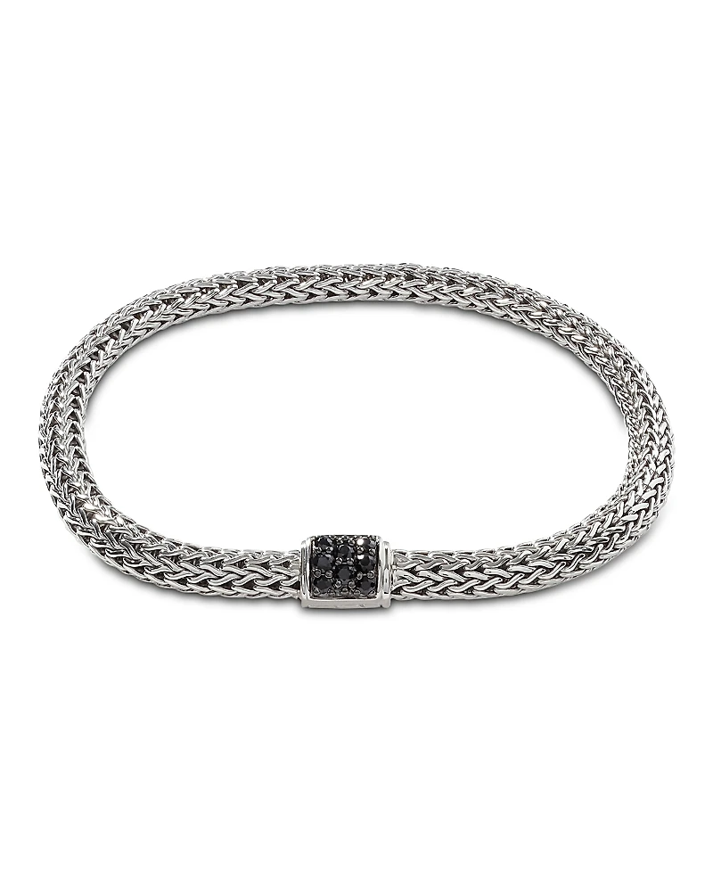 John Hardy Sterling Silver Icon Bracelet with Pave Black Sapphire