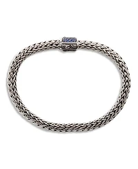 Sterling Silver Classic Chain Black & Blue Sapphire Reversible Bracelet