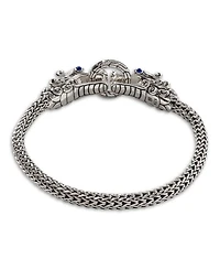 Sterling Silver Legends Naga Blue Sapphire Double Dragon Chain Bracelet