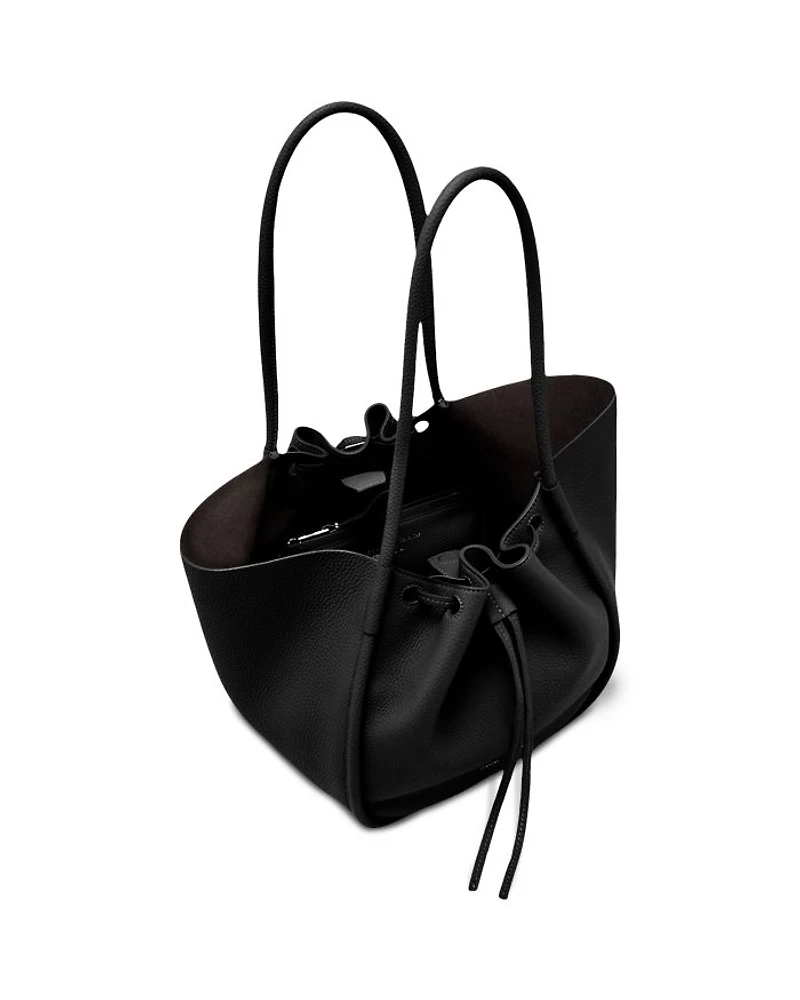 Large Ruched Tote in Soft Pebbled Leather