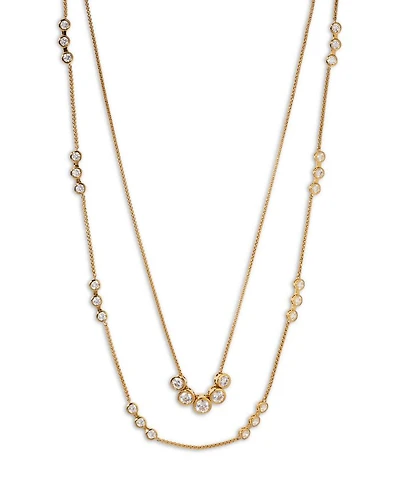 Bklyn Cubic Zirconia Bezel Layered Necklace, 16"-19"