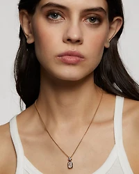 Cubic Zirconia Double Stone Pendant Necklace, 16"-18"
