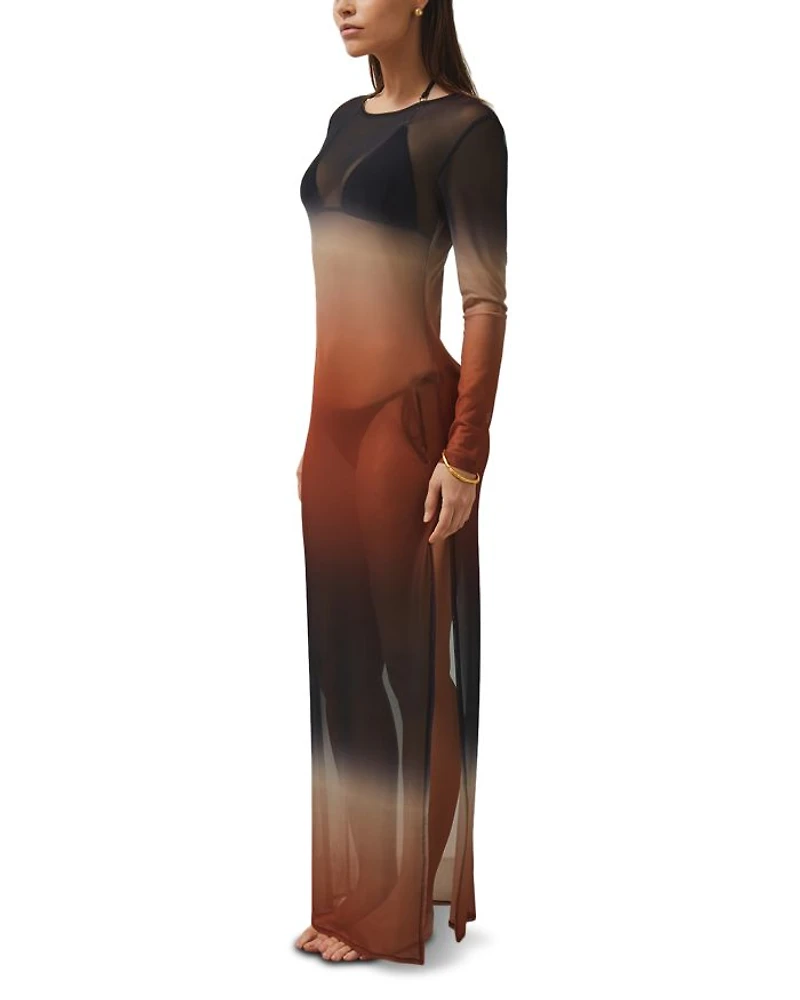 Sienna Long Sleeved Ombré Mesh Dress