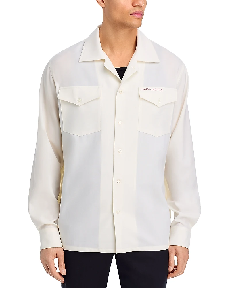 Marni Double Pocket Relaxed Fit Tropical Wool Shirt