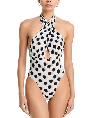 Crossover Halter One Piece Swimsuit