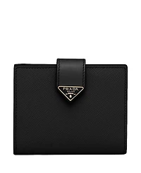 Prada Small Saffiano and Smooth Leather Wallet