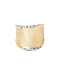 Marco Bicego 18K Yellow Gold Lunaria Diamond Textured Finish Large Statement Ring