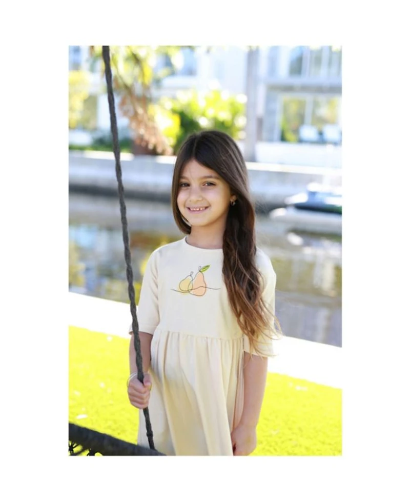 Girls' Pear Graphic 3/4 Sleeve Dress - Little Kid, Big Kid