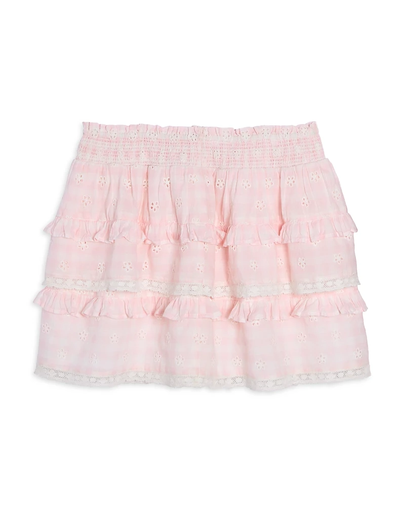 LoveShackFancy Girls' Billie Cherry Embroidered Tiered Skirt