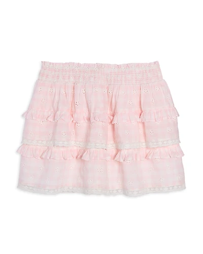 LoveShackFancy Girls' Billie Cherry Embroidered Tiered Skirt