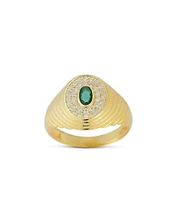 Aqua Ribbed Oval Signet Ring